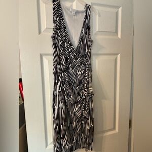 New York & Company Black and White Asymmetrical Dress